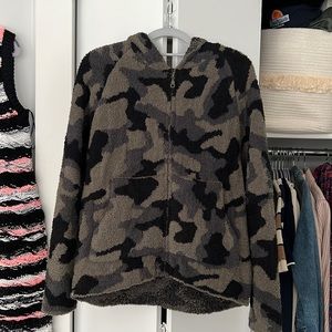 Barefoot Dreams Camo Zip Up Hoodie Jacket